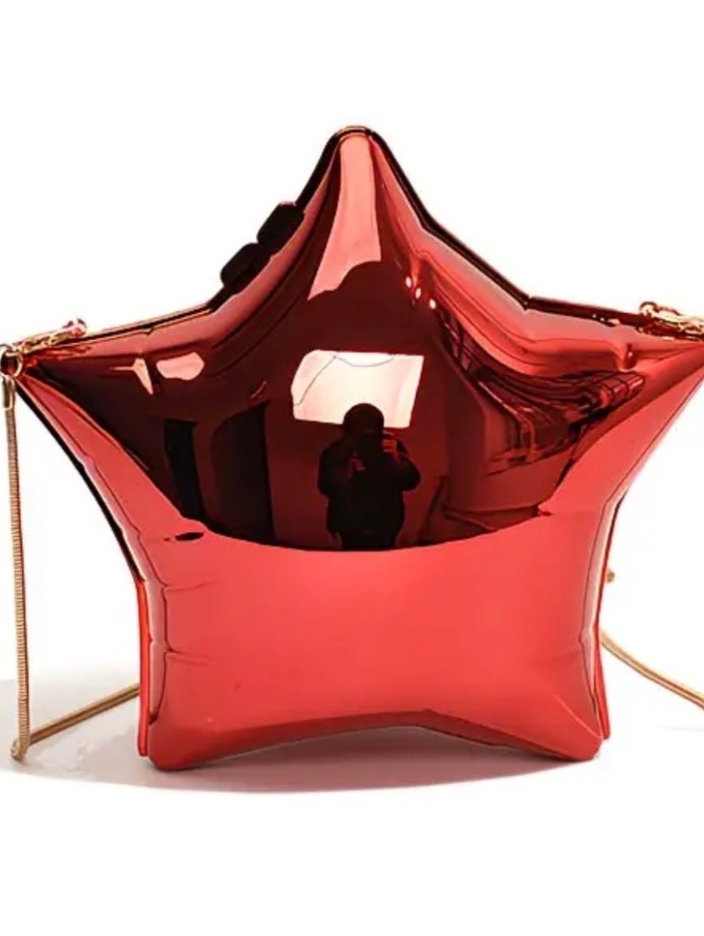 Trendy Red Star-Shaped Metallic Crossbody Bag nwt